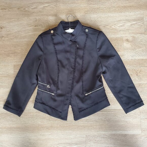 White House Black Market Jackets & Blazers - White House Black Market Black Moto Jacket with Zipper Detail